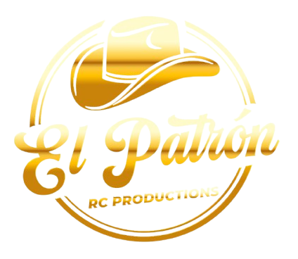 Un logotipo dorado para El Patrón RC Productions.