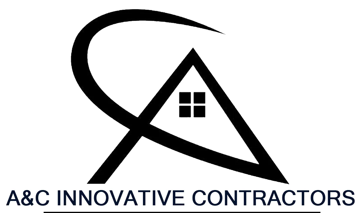 Black logo of "A&C Innovative Contractors": stylized "A" with a house icon and curved line.