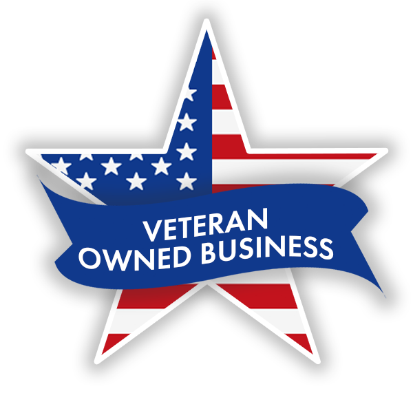 American flag star with a blue banner reading 