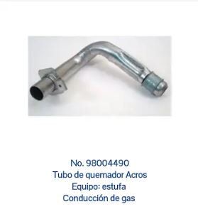 Una imagen de un tubo de acero inoxidable que dice tubo de quemador acros