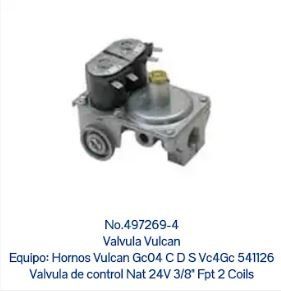 Una foto de una valvula que dice equipo hornos vulcan gc04 cds vc4gc 541126