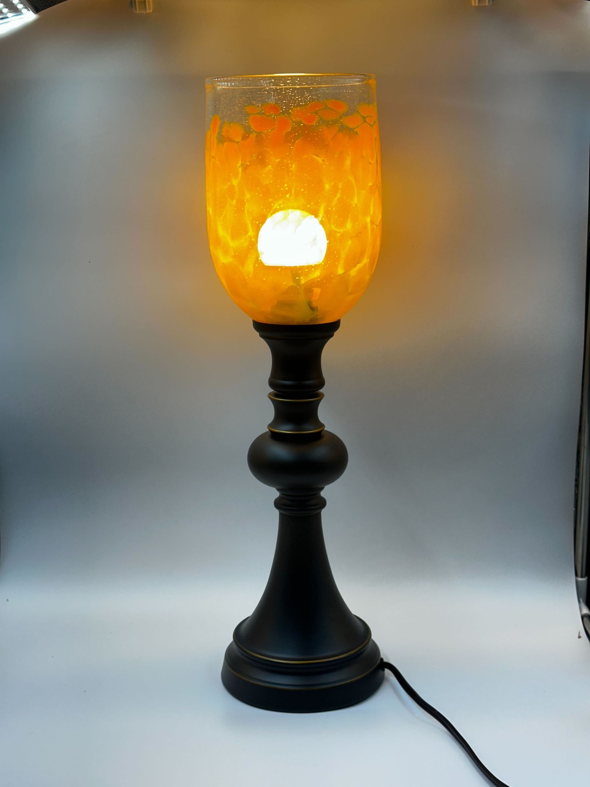 Amber yellow custom handblown glass lamp pendant light