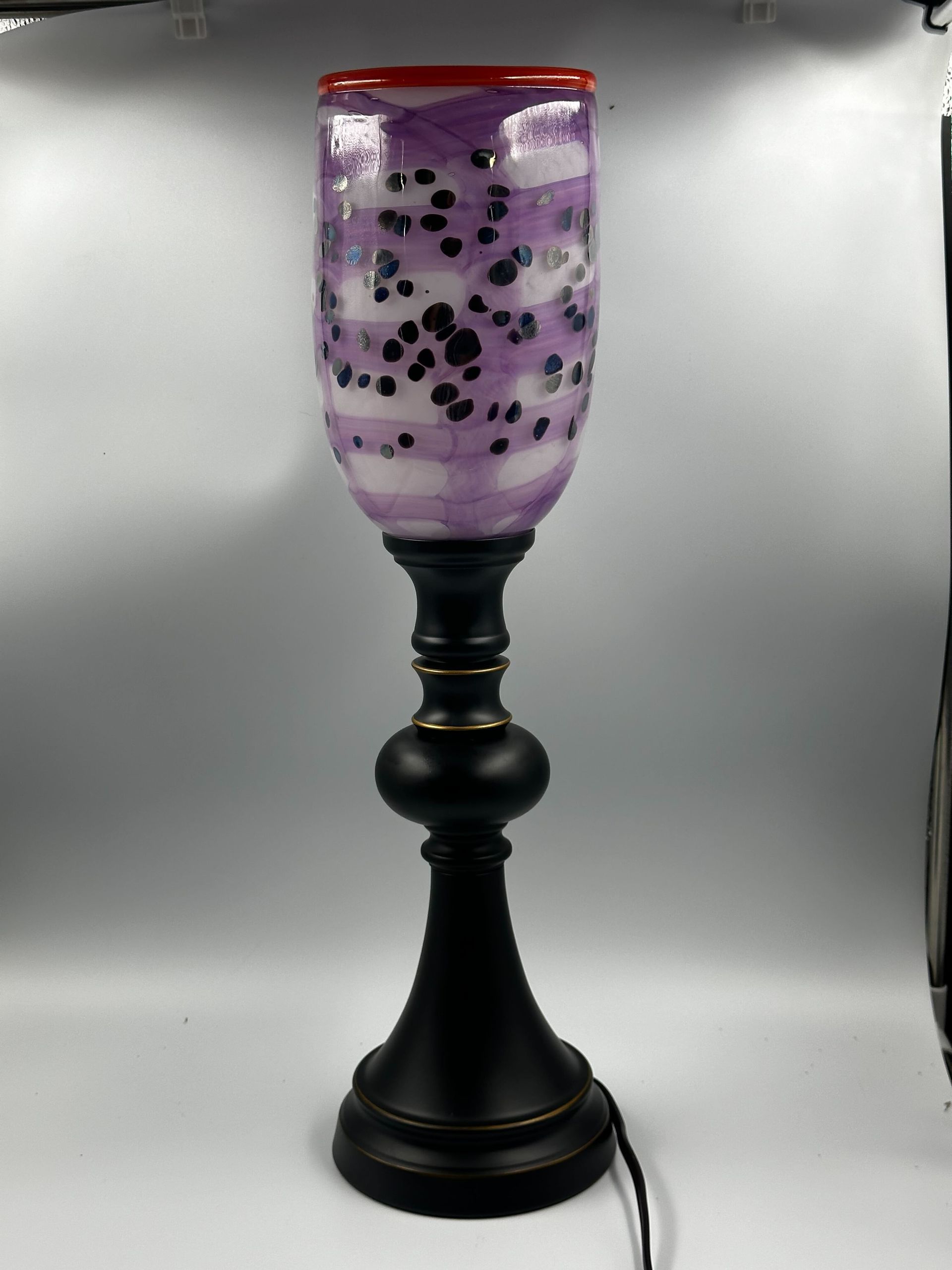Lilac, purple custom handblown glass lamp pendant light