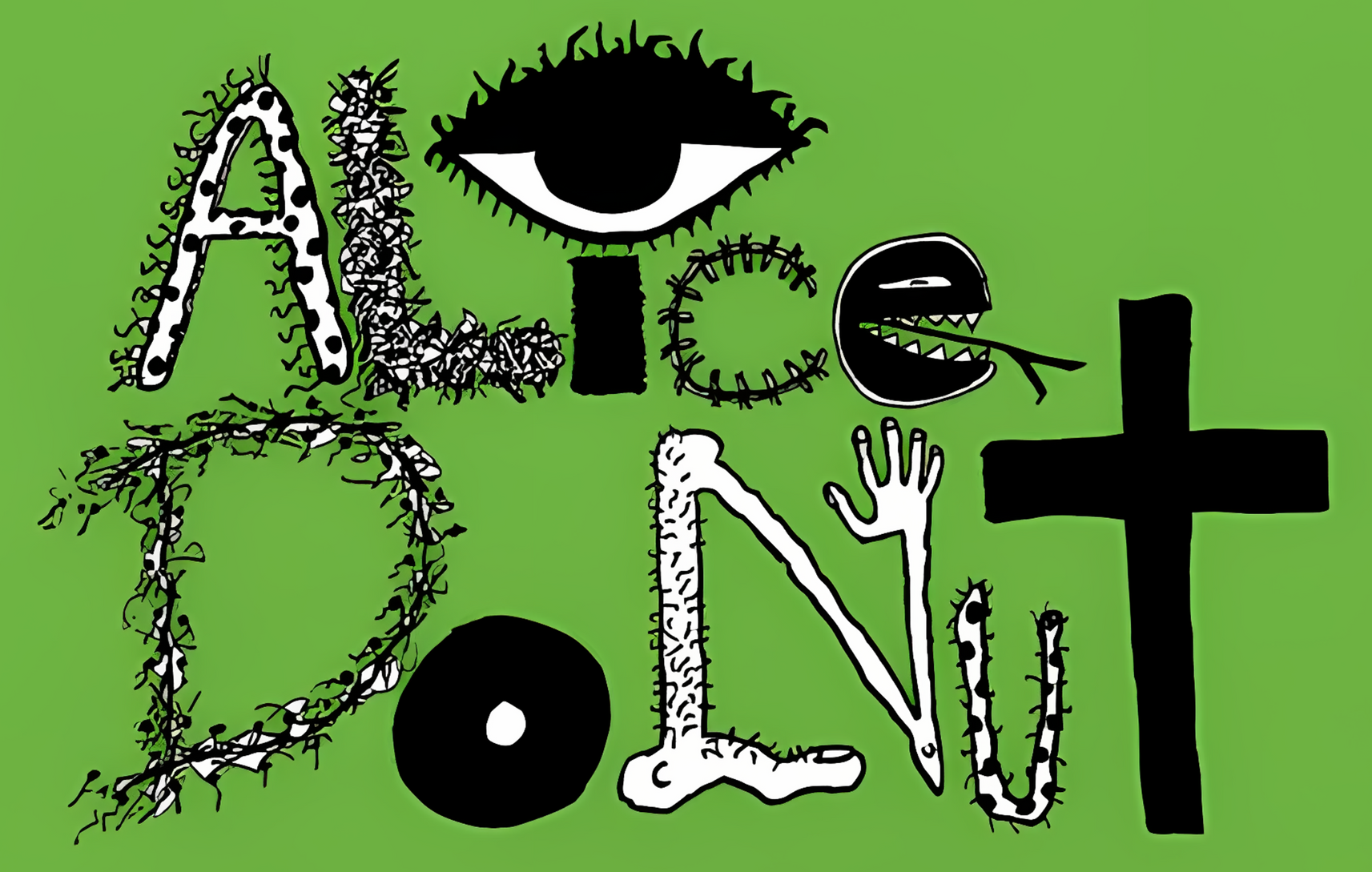 A green background with the logo for Artist Alice Donut