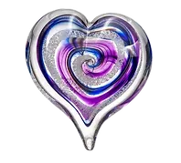 A purple and blue heart with a swirl in the middle on a white background.