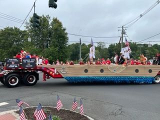 Previous St. Rose School float in the Newtown Labor Day Parade