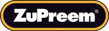 ZuPreem logo in white text within a black, gold-bordered capsule shape.