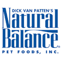 Logo for Dick Van Patten's Natural Balance Pet Foods, Inc., in blue and white.