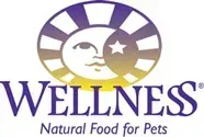 Wellness pet food logo: crescent moon with star, face, and 