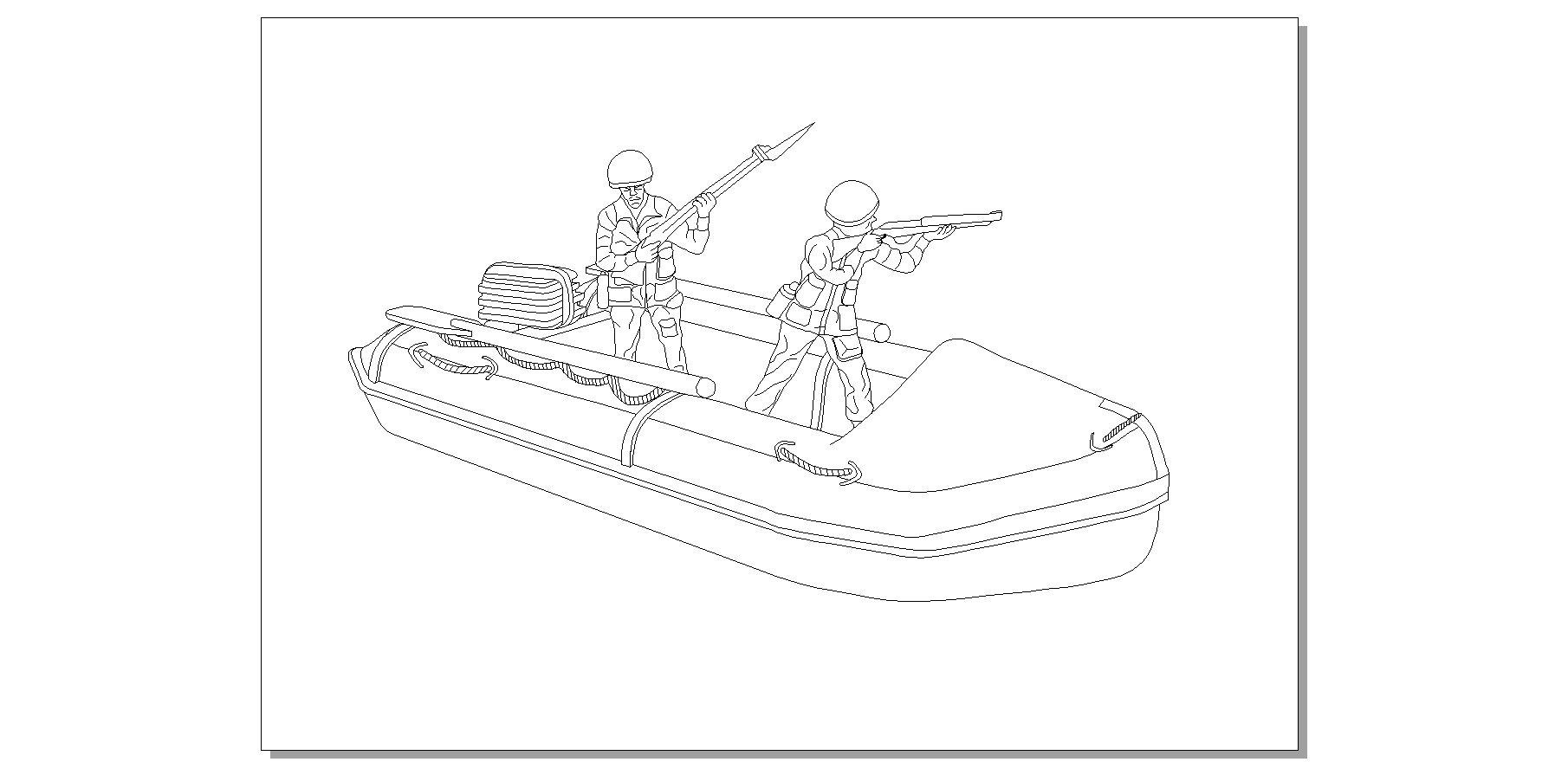 Army Boat Colouring Picture
