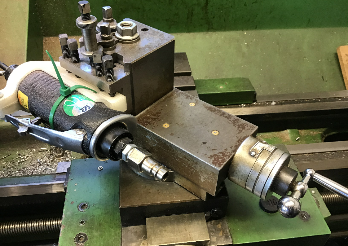 Setting up the lathe to reface motorcycle valves
