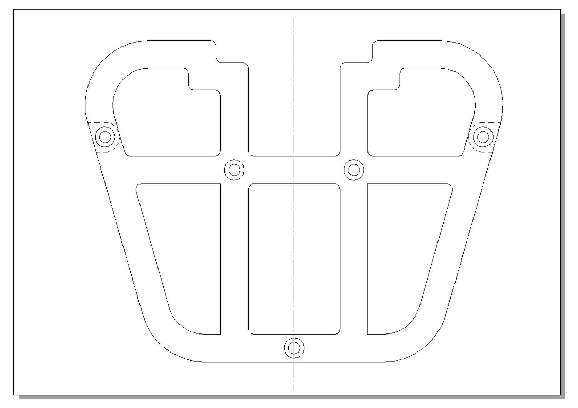 2D CAD drawing of motorcycle rear rack