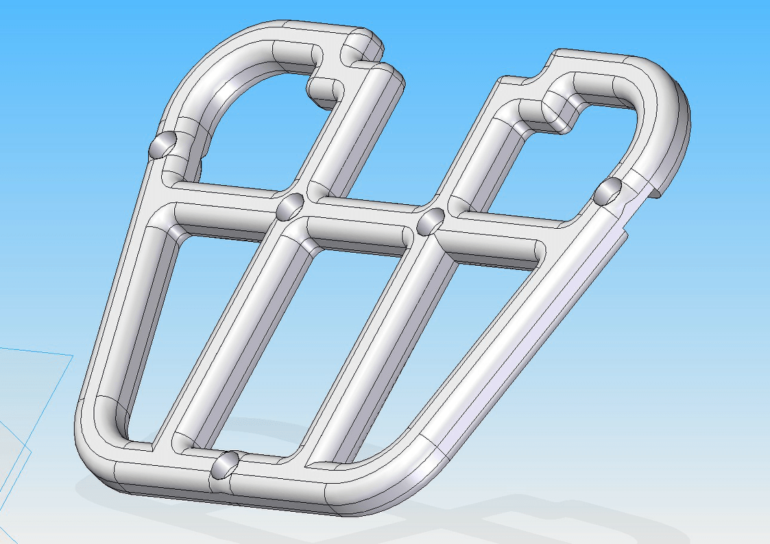 3D CAD image of motorcycle rear rack design