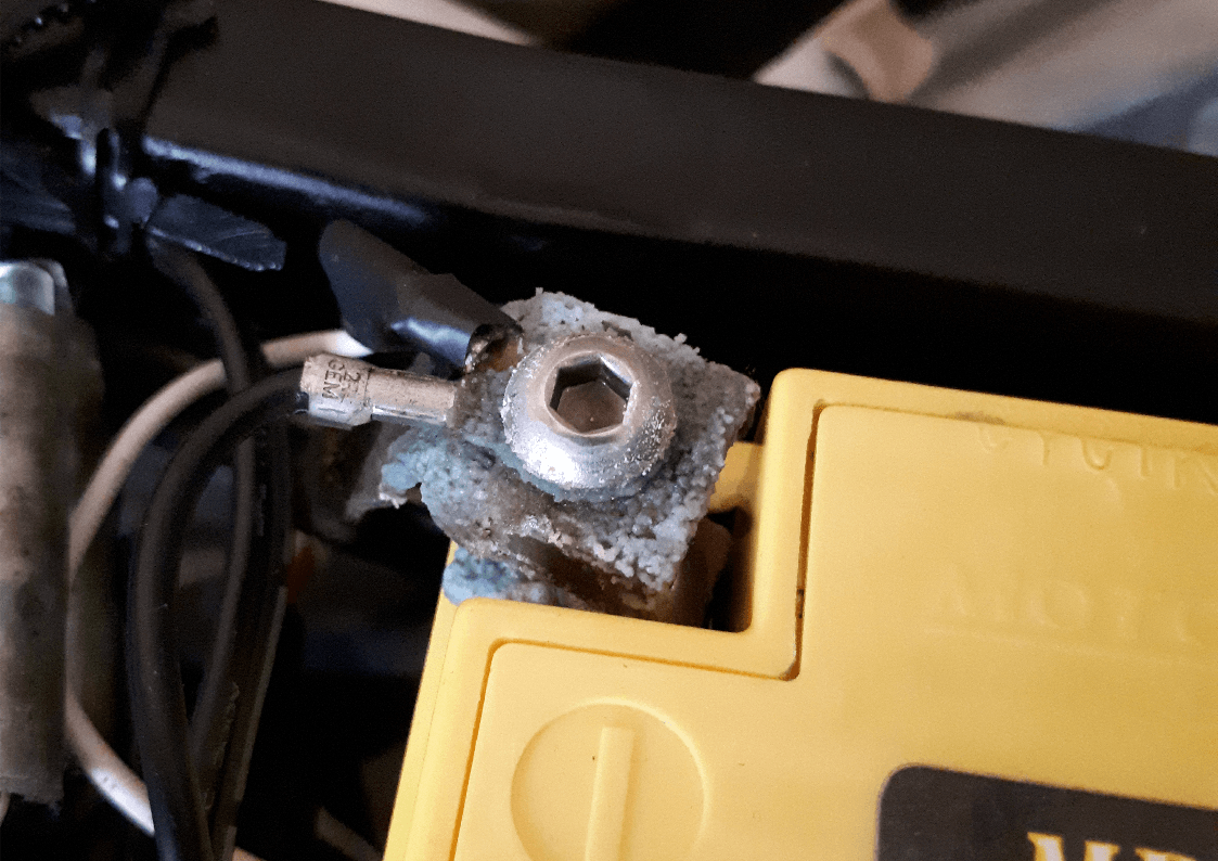 Motorcycle corroded battery terminal