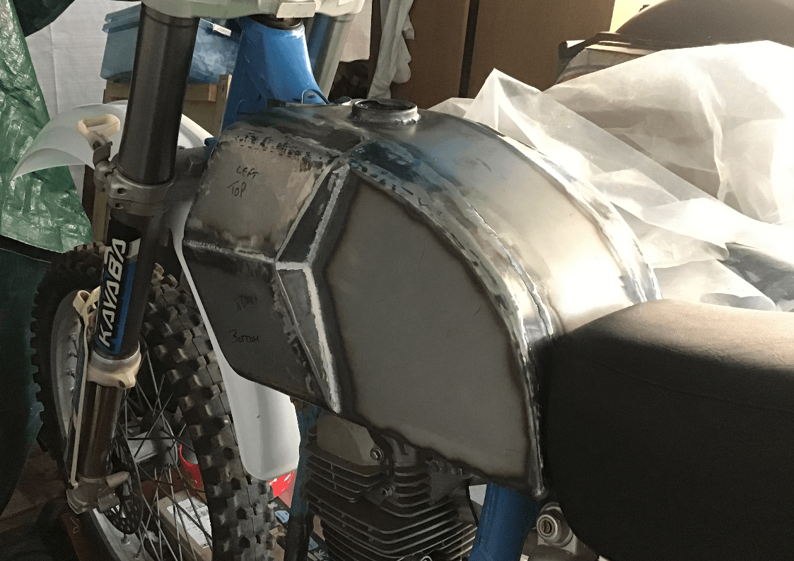 Dirt Bike Build fabricated steel gas tank