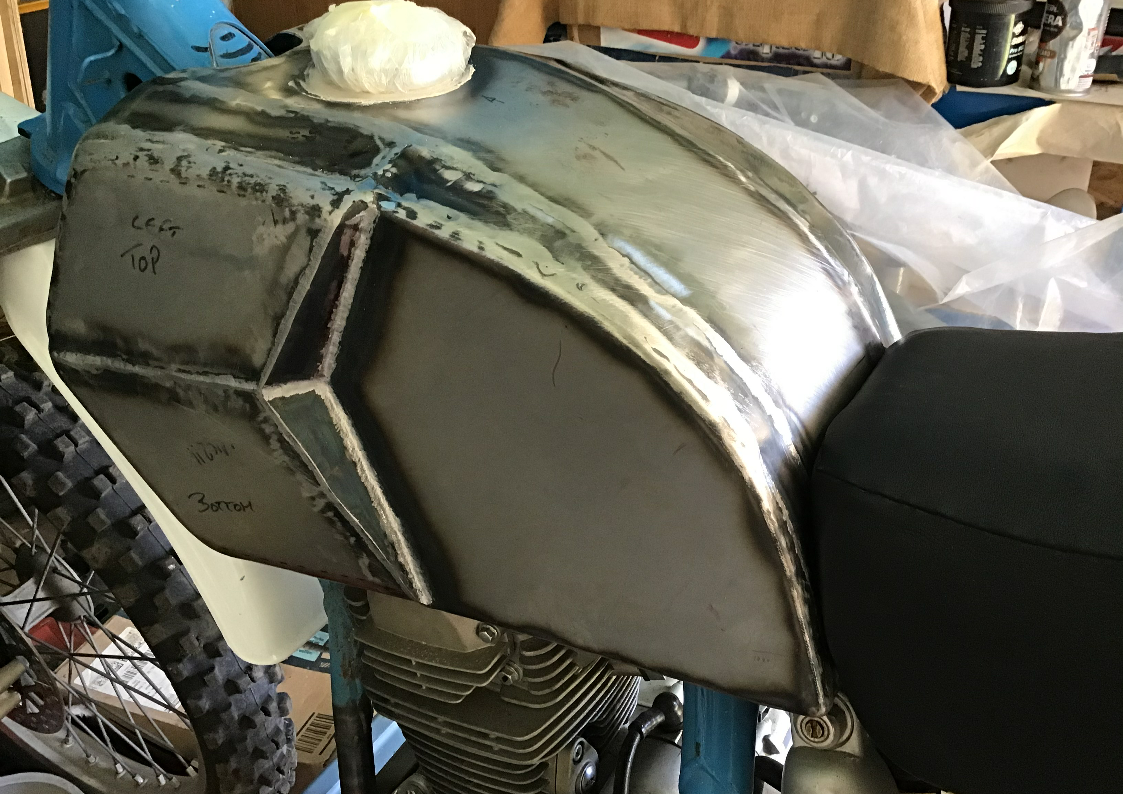 Tank fitted to dirt bike