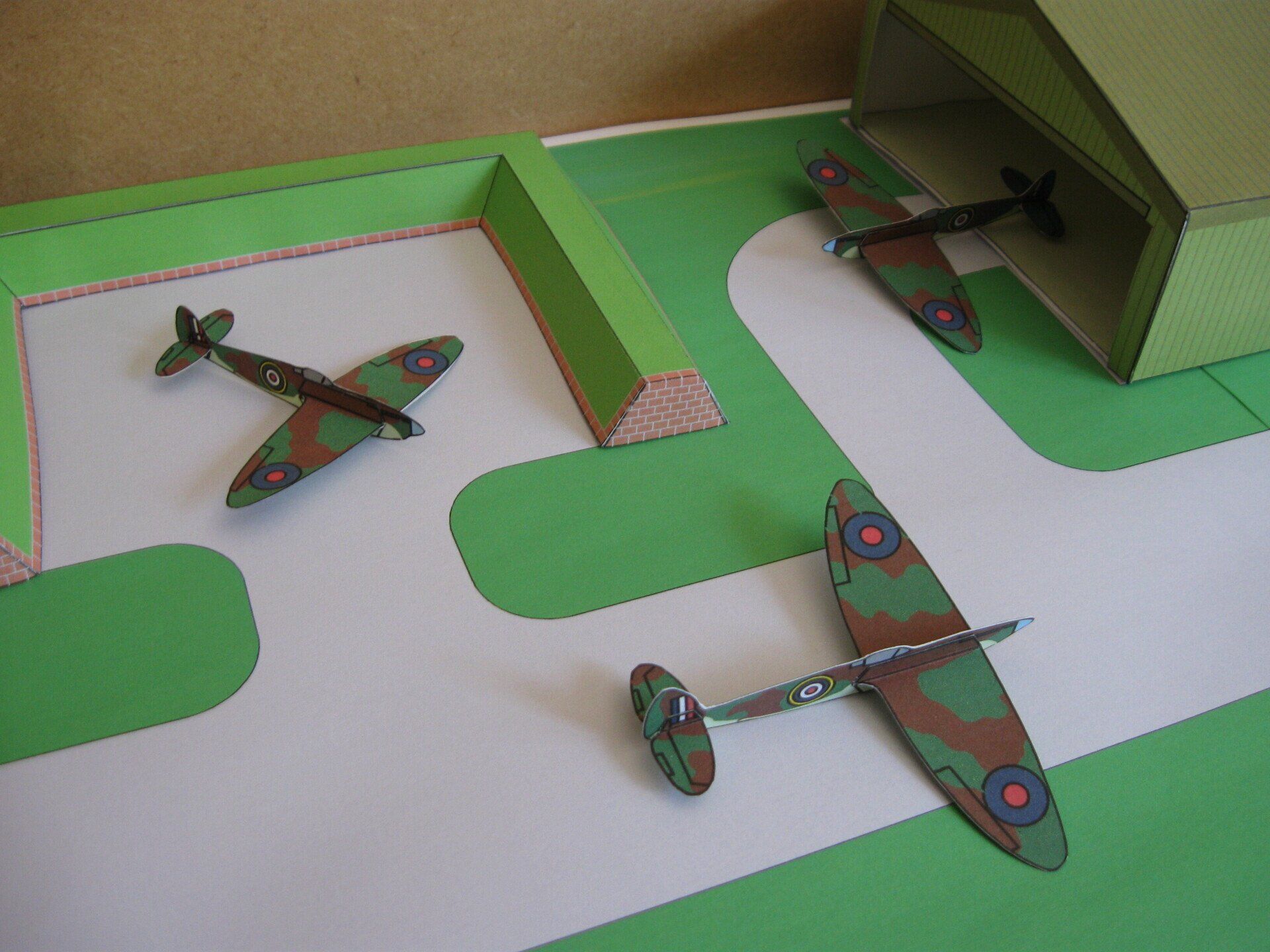 Card Model Aircraft And Buildings