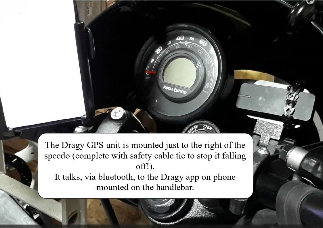 Dragy GPS performance meter fitted to motorcycle