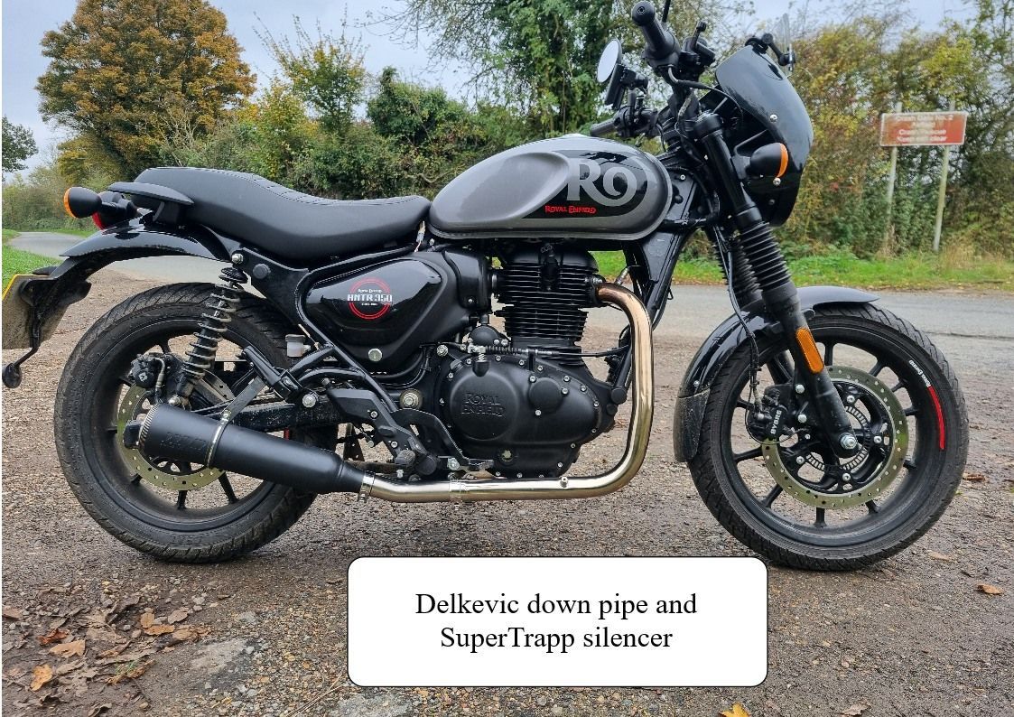 Delkevic down pipe, SuperTrapp silencer Royal Enfield Hunter 350