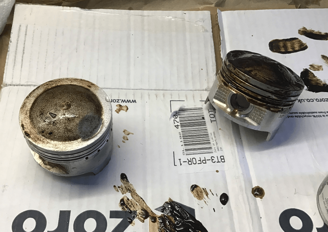 Cleaning motorcycle pistons