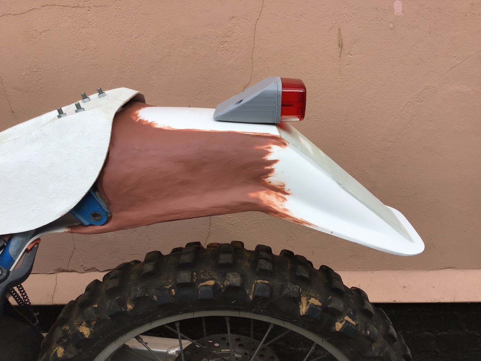 3D printed rear light mount trial fitting