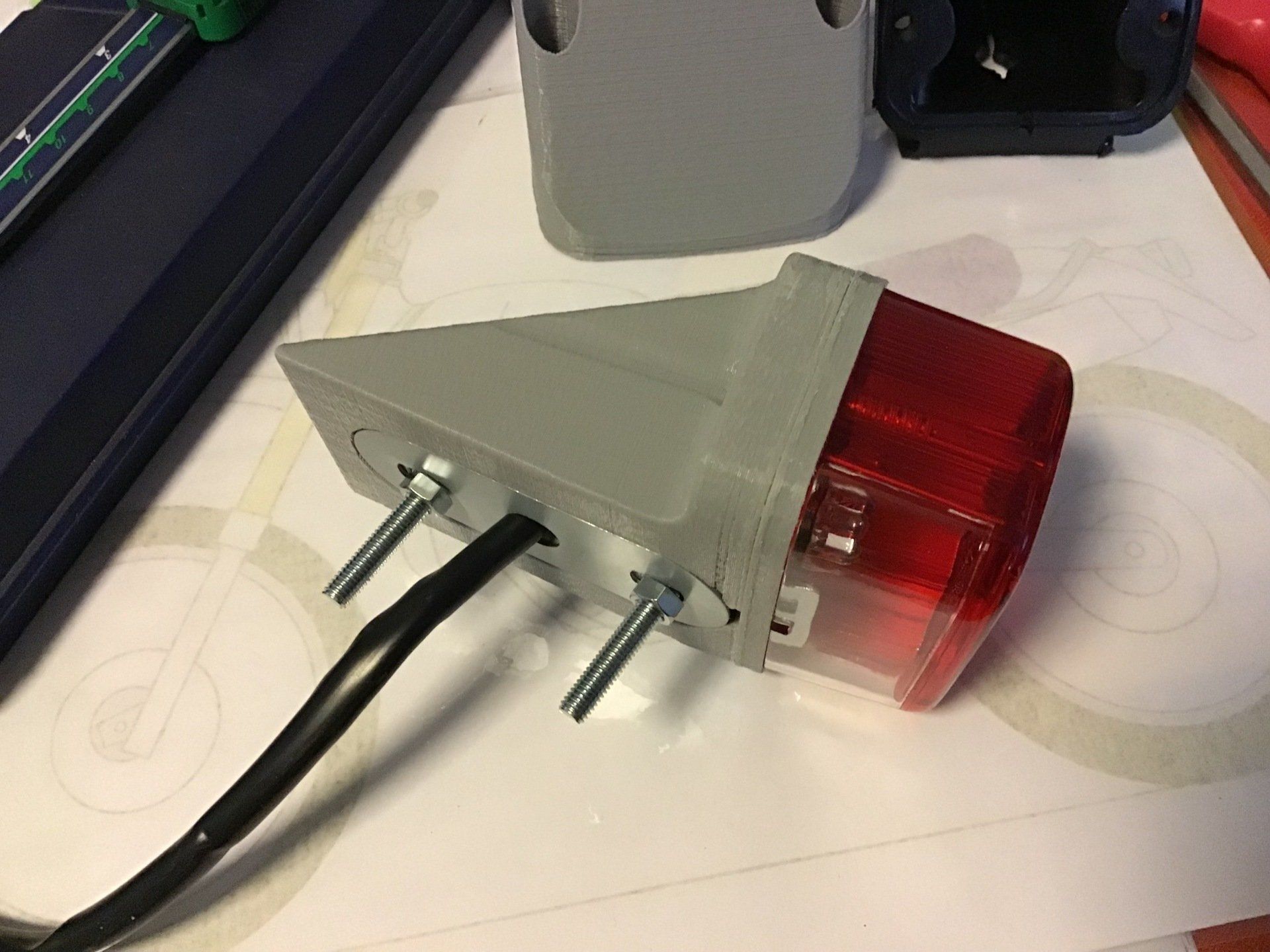 Bottom view of 3D printed rear light