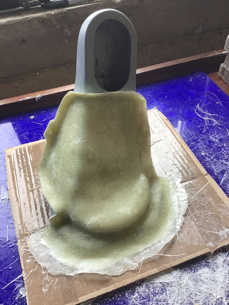 Trimming the fibreglass moulding