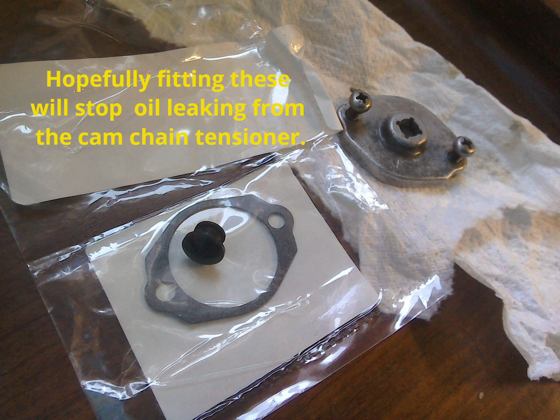 New cam chain tensioner gaskets