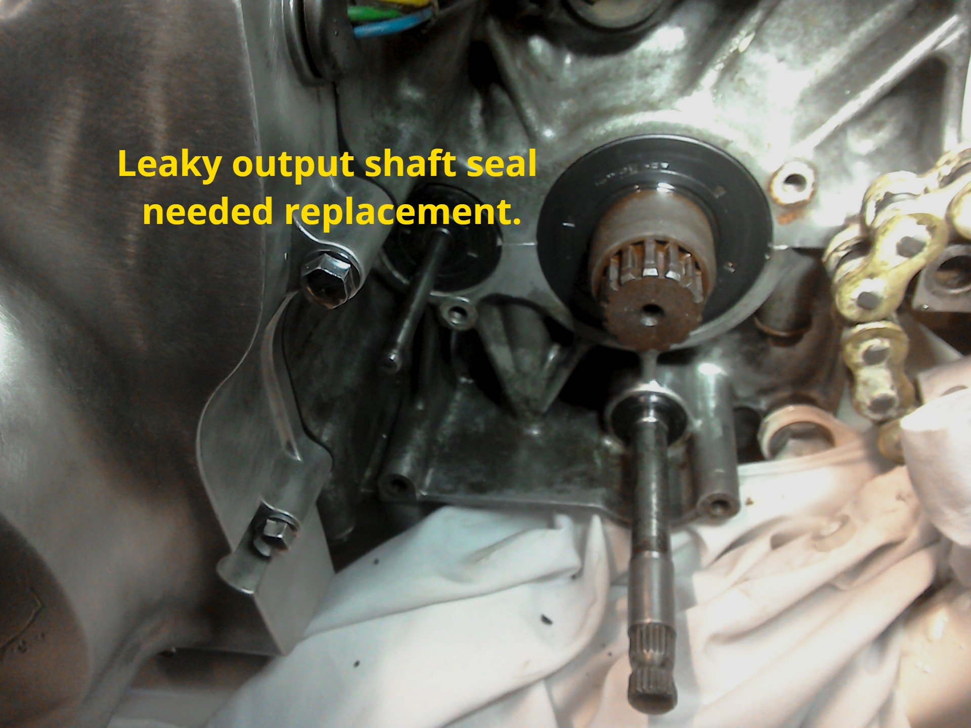 Leaky gearbox output shaft seal