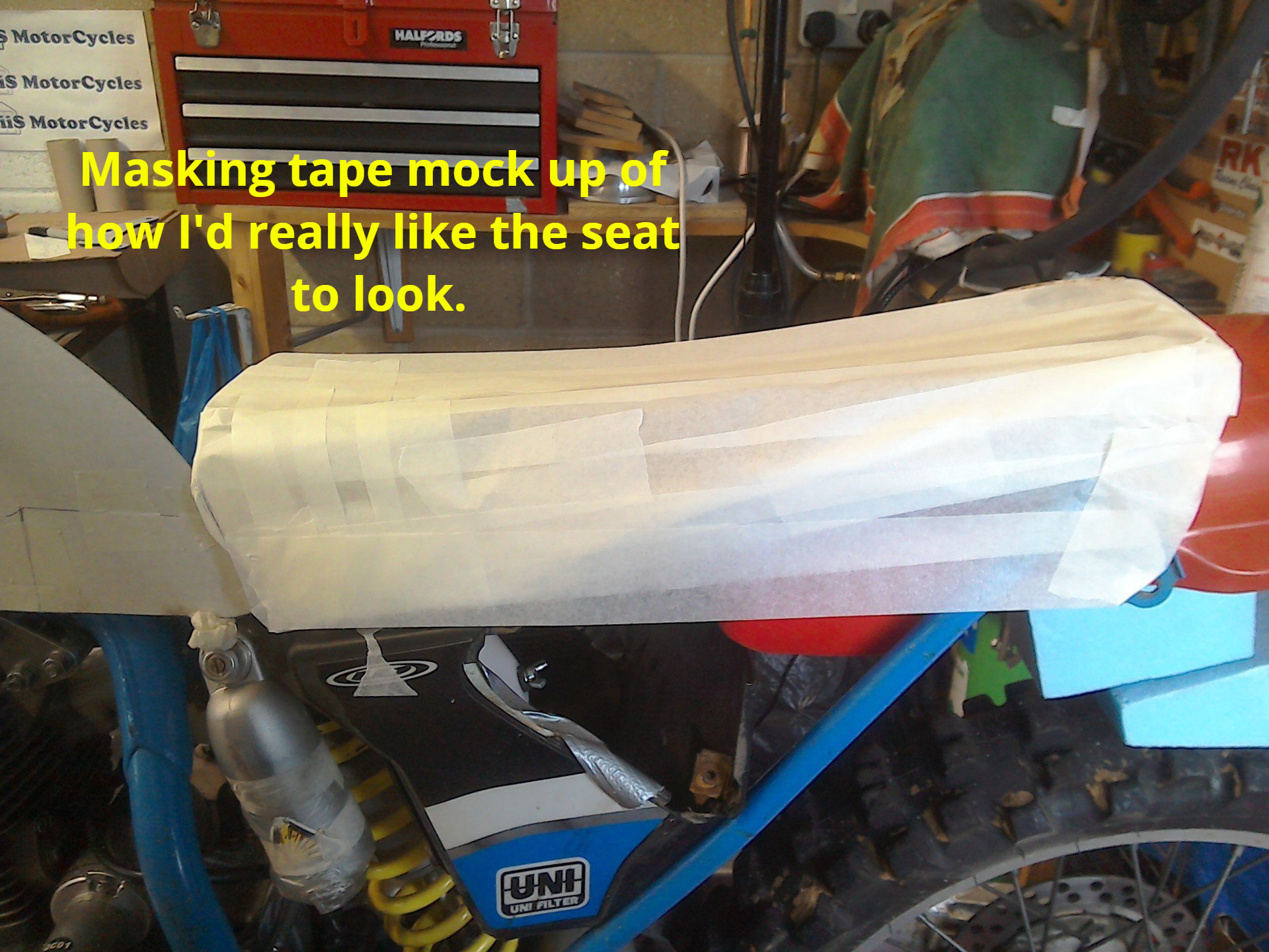 Masking tape seat mock up