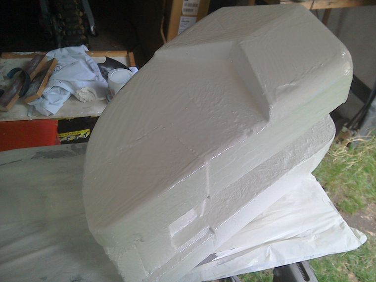 Foam petrol tank pattern covered with polyester resin