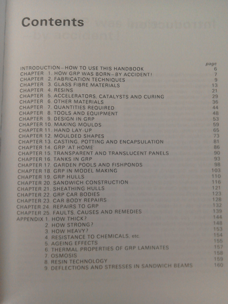 The Glassfibre Handbook Contents Page
