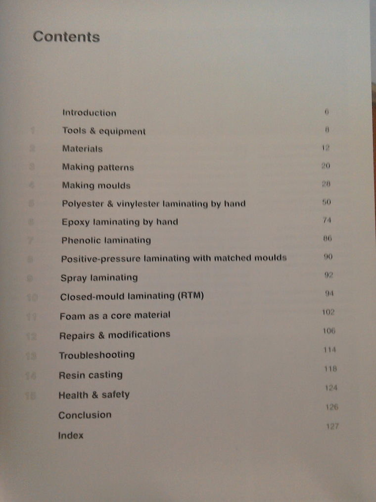 The Fibreglass Manual Contents Page