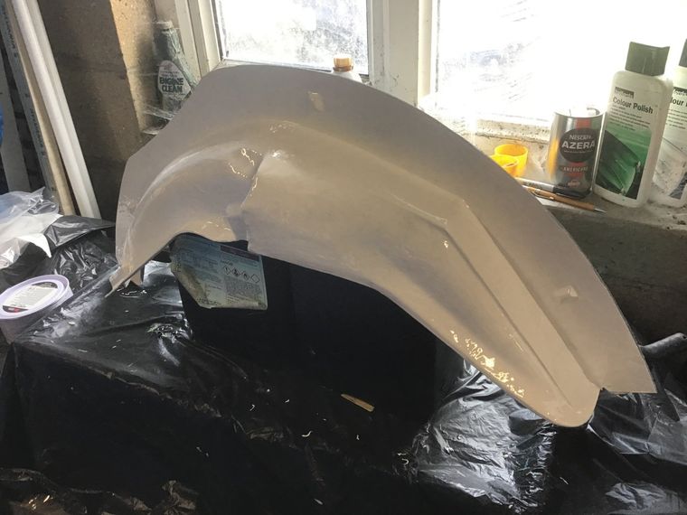 Mudguard pattern with gel-coat applied