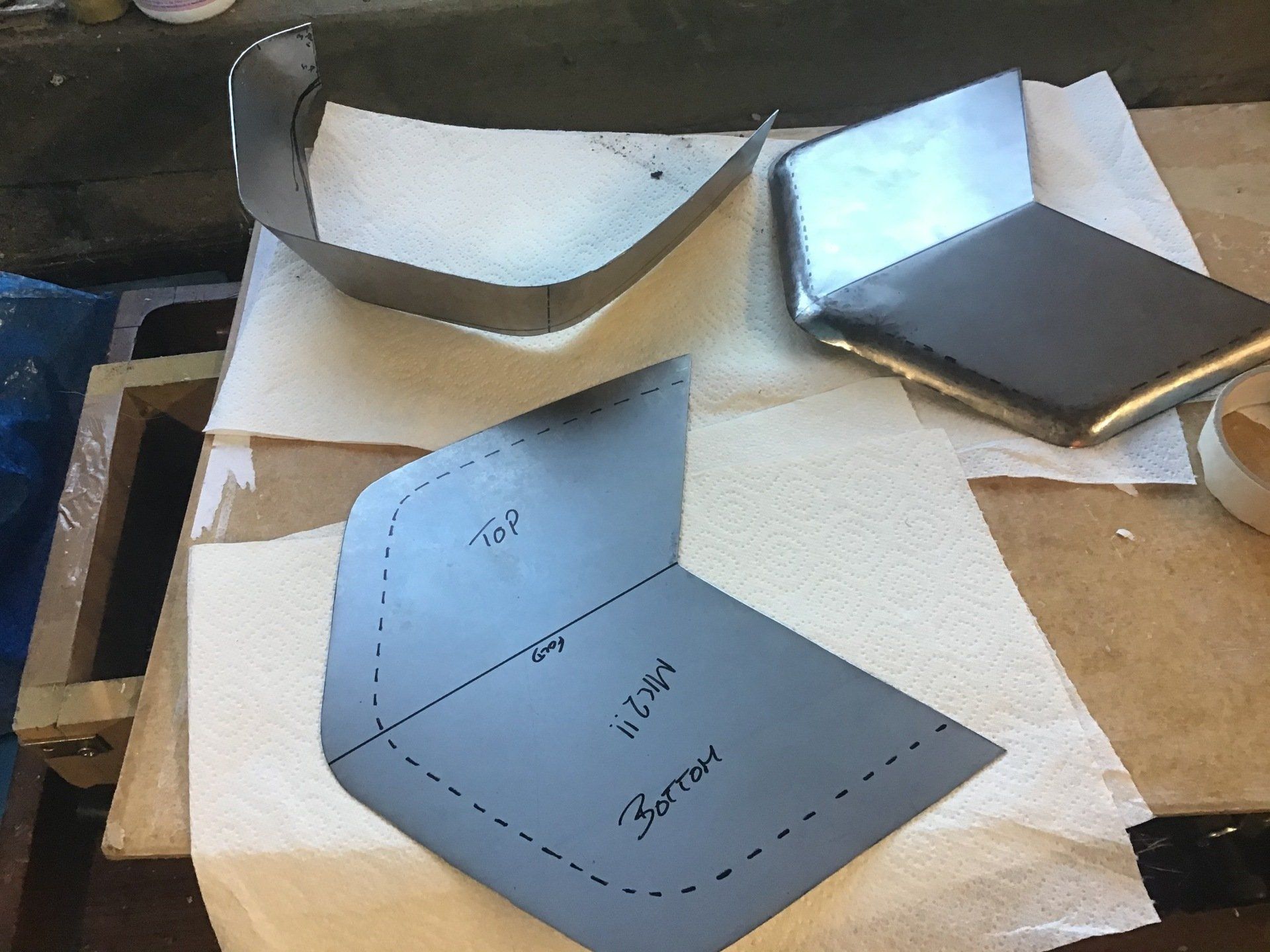 Cutting blanks for motorbike fuel tank