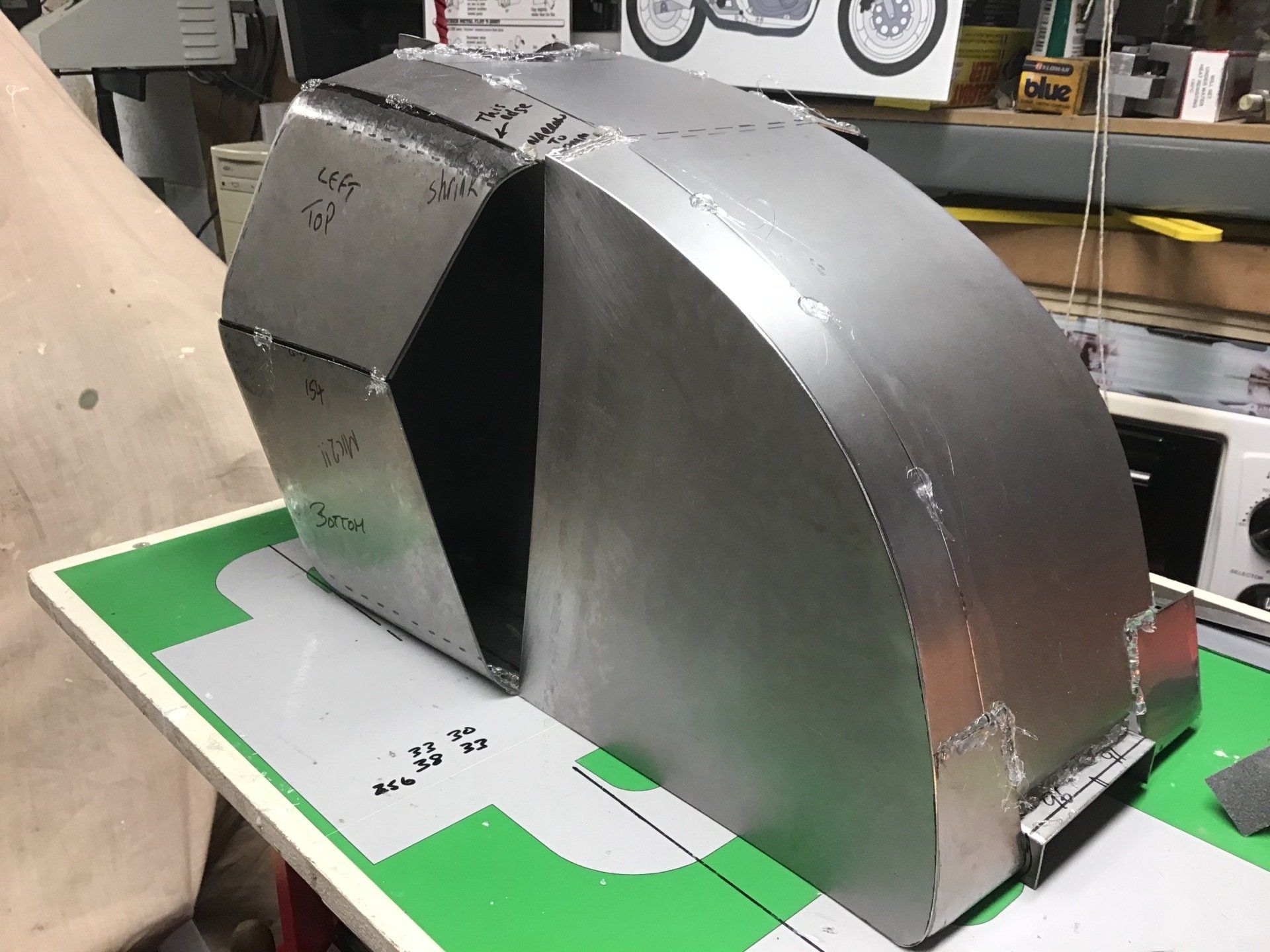 First attempt at forming sheet metal petrol tank side