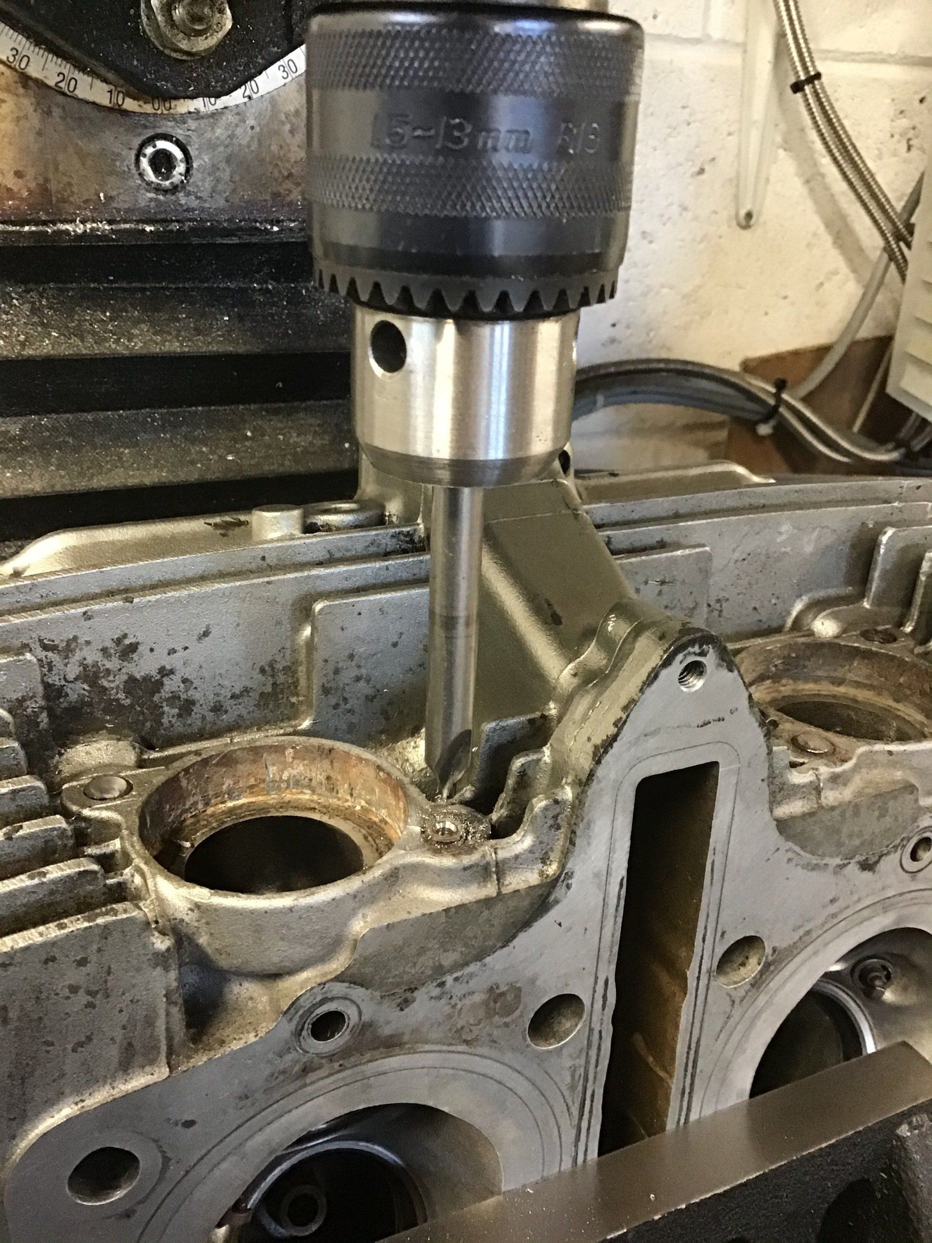 Drilling out GS500 exhaust studs