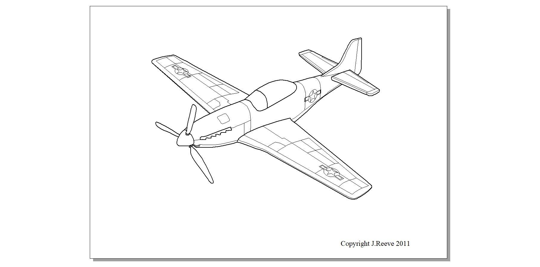 P51 Mustang Colouring Picture