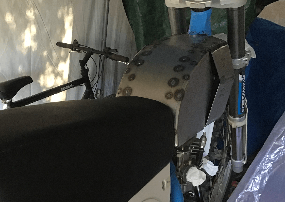 Test fitting motorcycle gas tank