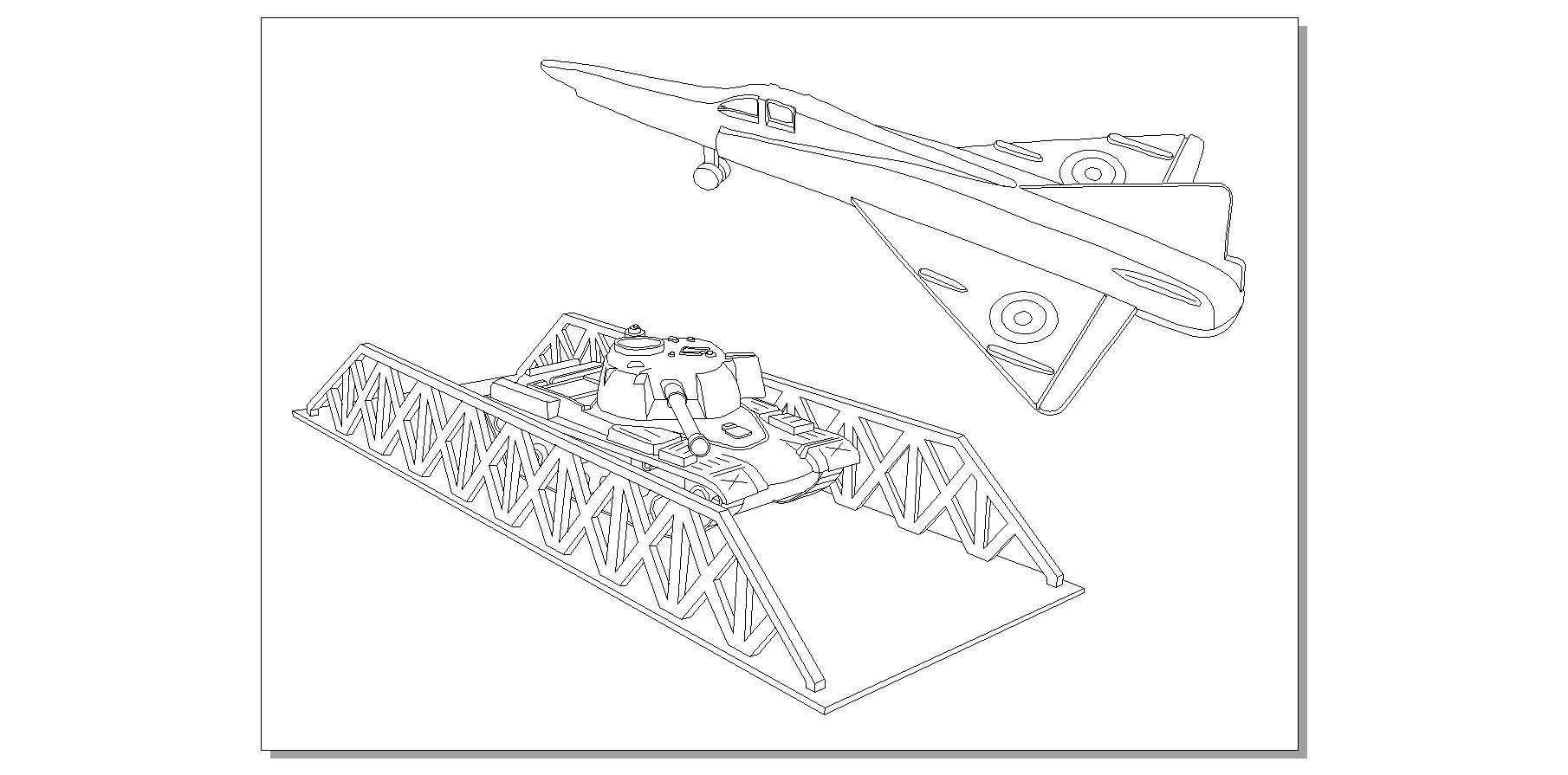 Army Tank and Aircraft Colouring Page