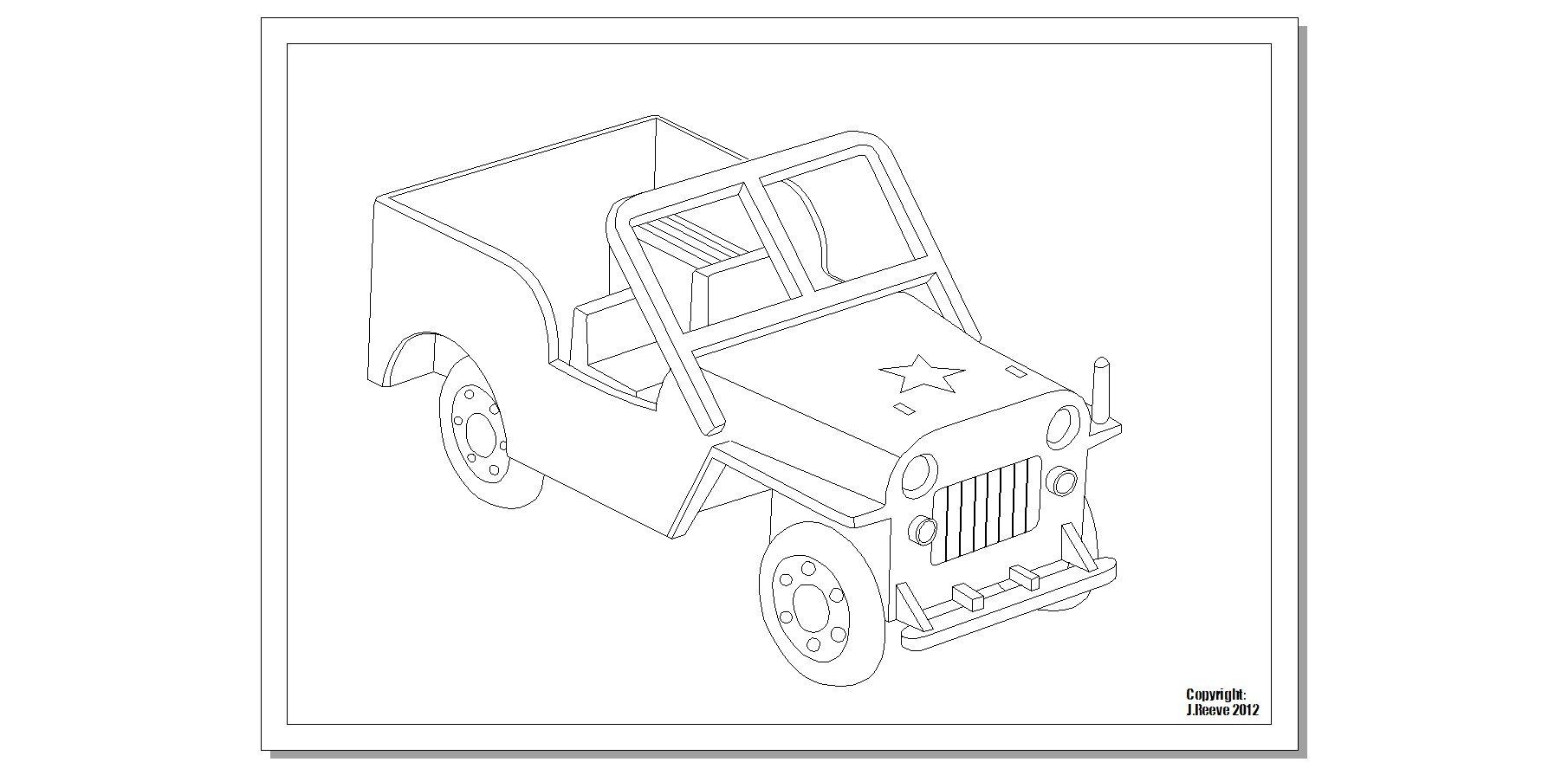 Toy Army Jeep Colouring Page