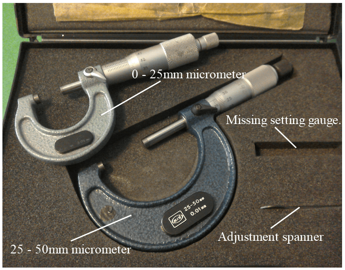 A selection of micrometers.
