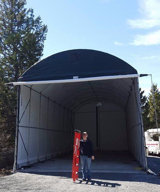 RV GARAGES BY COVER-TECH ARE AN AFFORDABLE TEMPORARY FABRIC BOAT SHELTER TOLL FREE: 1 888 325-5757