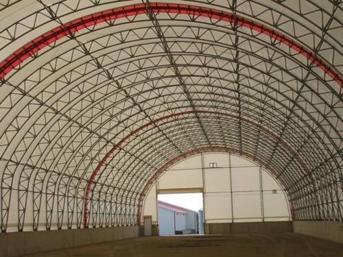 cover-tech inc. 62' x 300' showing our heavy duty trusses STRAIGHT WALL FABRIC BUILDINGS
