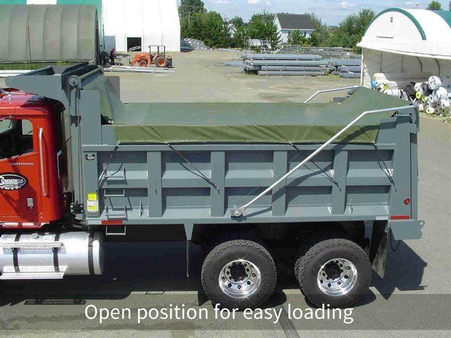 Roll tarp systems Open position for easy loading