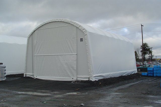 WHITE FABRIC COVER-TECH HEAVY TRUCK PORTABLE GARAGES AND TEMPORARY SHELTERS TOLL FREE: 1 888 325-5757