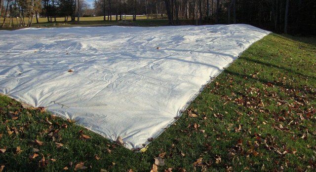 Example Picture Below 72' x 96' water proof ice shield turf cover in 16 mil