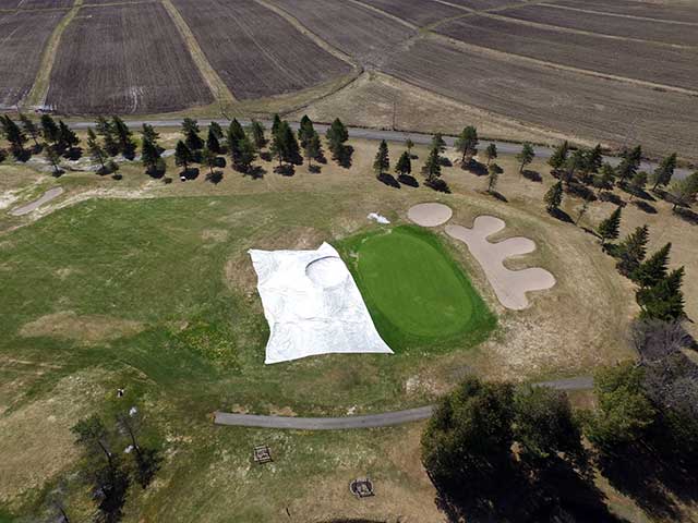 COVER-TECH GOLF GREEN COVER AMAZING TURF RESULT AT COVERED BRIDGE GOLF COURSE HARTLAND NB