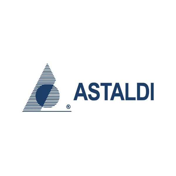 A logo for astaldi is shown on a white background.