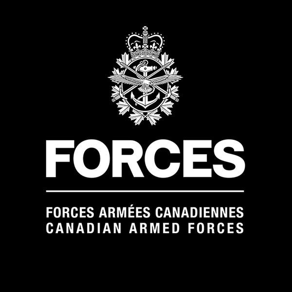 The logo for the canadian armed forces is on a black background.